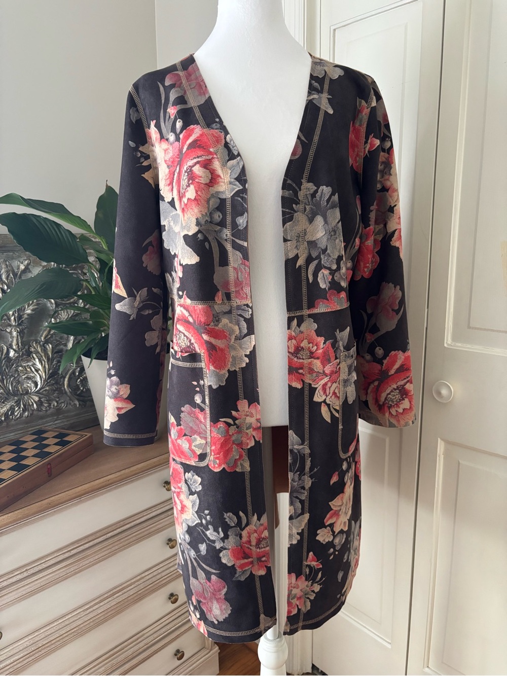 Solitaire Fall Floral Duster Jacket Faux Suede M sold by Anthropologie